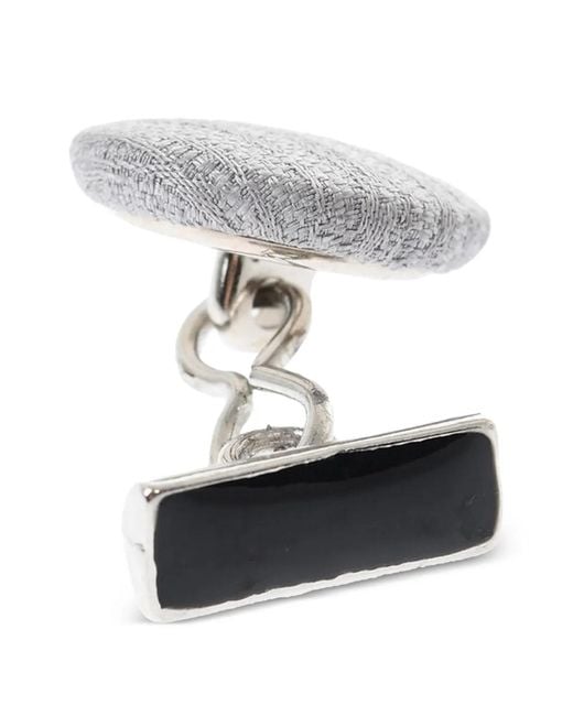 Corneliani White Silk-Coated Cufflinks for men
