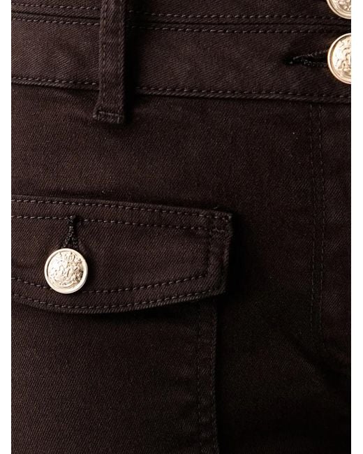 Morgan Black Button-Embellished Flared Jeans
