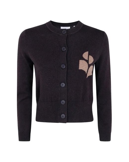 Isabel Marant Blue Newton Logo-Intarsia Cardigan