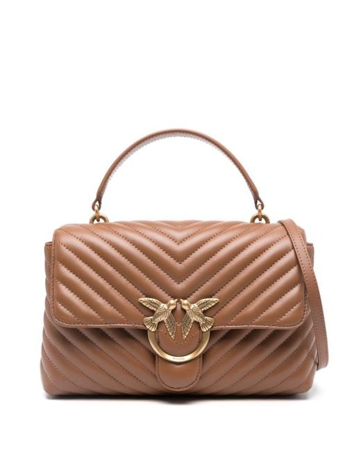 Pinko Brown Love One Quilted Shoulder Bag