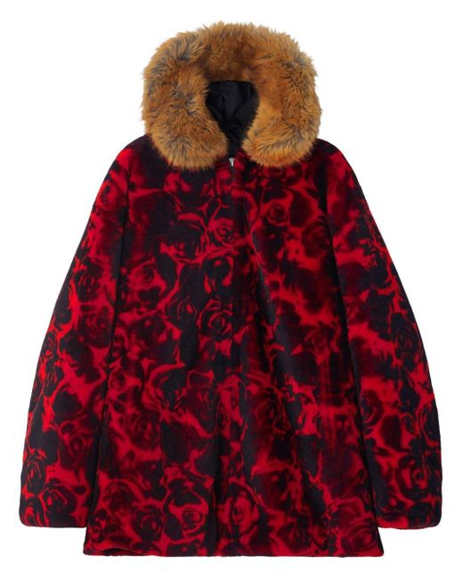 Burberry Red Floral-print Shearling Jacket for men