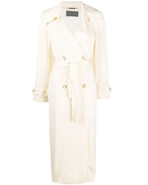 Alberta Ferretti White Double-Breasted Trench Coat