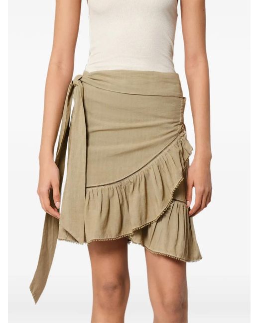 Isabel Marant Natural Mempster Ruffled Wrap Mini Skirt