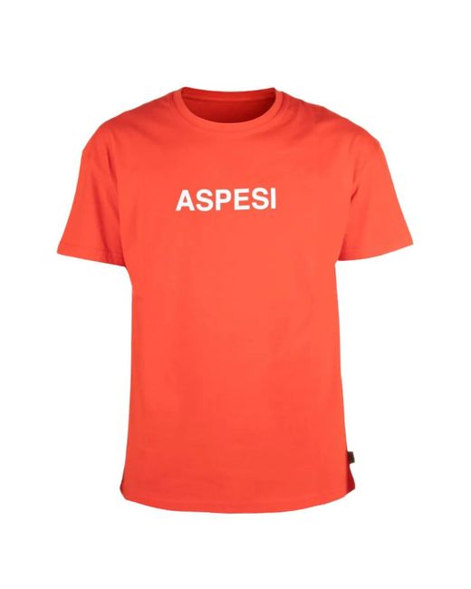 Aspesi Red Logo-Print Cotton T-Shirt for men
