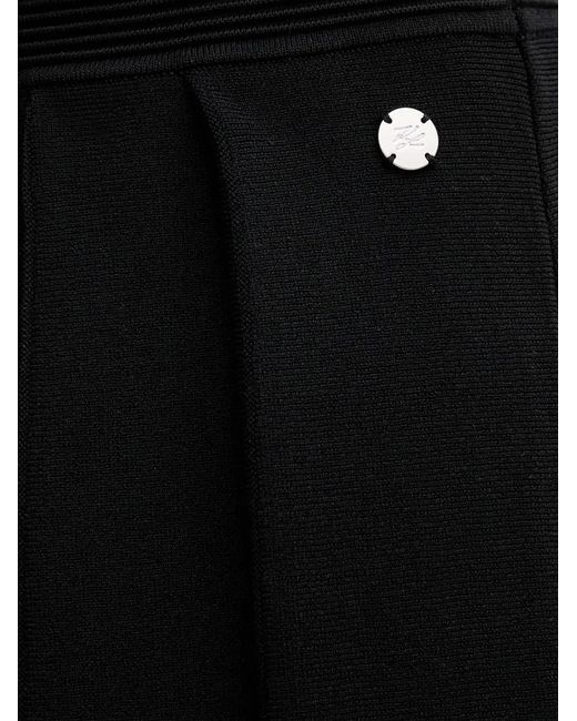 Karl Lagerfeld Black Ribbed-Trim Pleated Mini Skirt