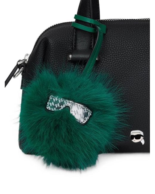 Karl Lagerfeld Black Small Ikon Pebble Satchel Bag