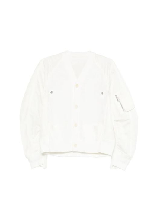 Sacai White Zip-Pocket Cardigan