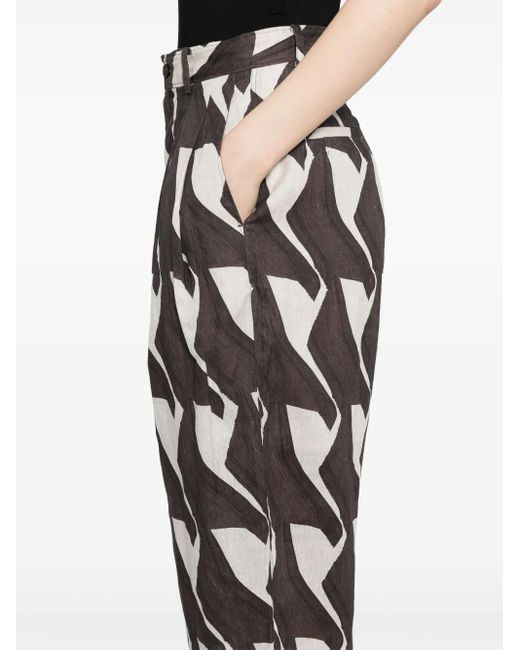 JNBY White Pattern-Printed Tapered Trousers