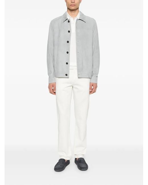 Eleventy Gray Buttoned Suede Jacket for men
