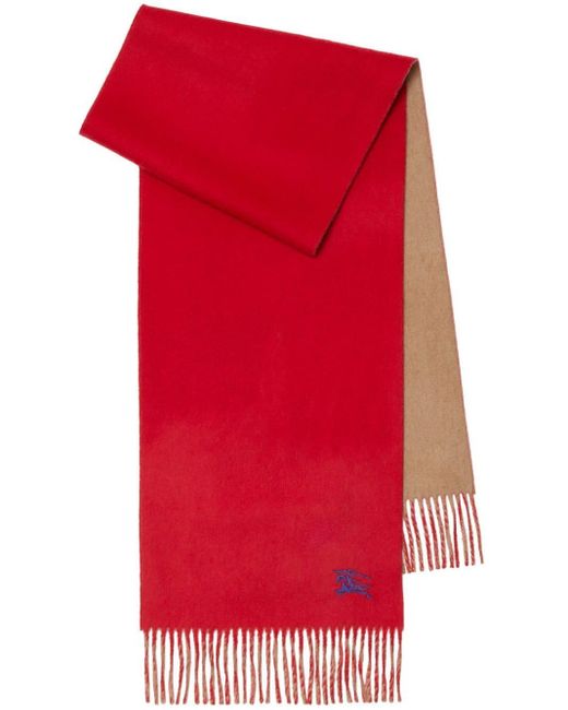 Burberry Red Equestrian Knight Reversible Scarf