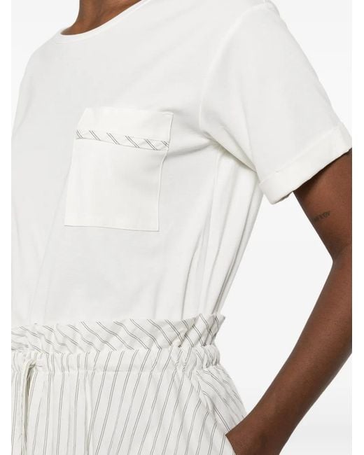 Liu Jo White Striped-Pattern Midi Dress