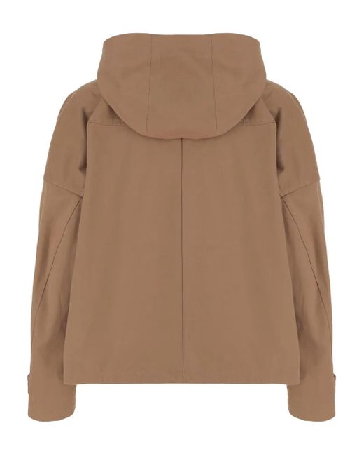 ARMARIUM Brown High-Collar Patch-Pocket Hooded Jacket