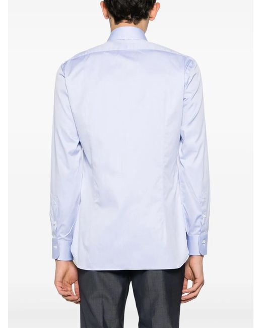 Barba Napoli White Long-Sleeve Cotton Shirt for men