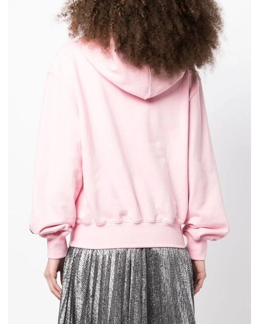 we11done Pink Logo-Patch Cotton Hoodie