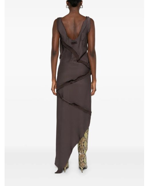 Vestido midi con detalle retorcido The Attico de color Brown