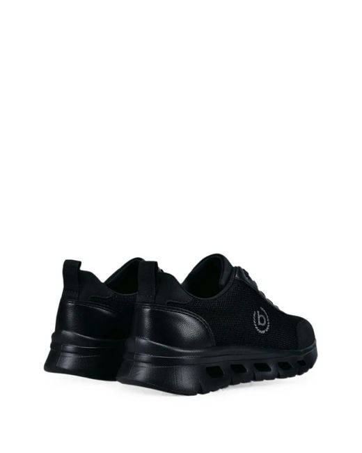 Bugatti Black Logo-Patch Lace-Up Sneakers