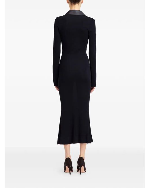 16Arlington Black Talia Lace-Up Collared Midi Dress
