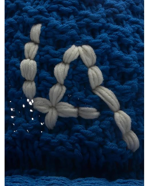 Maison Mihara Yasuhiro Blue Crochet-Knit Cap for men