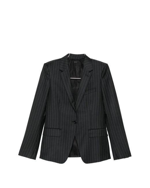 Tom Ford Black Pinstripe-Pattern Single-Breasted Blazer