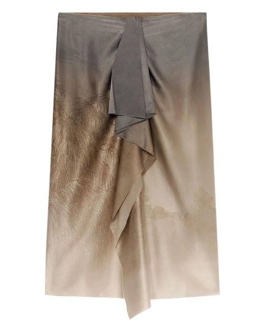 Pierre Louis Mascia Natural Adastrgum Draped Silk-Blend Skirt