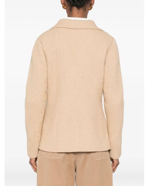SERGIO MORETTI FIRENZE Natural Double-Breasted Ribbed-Knit Sweater