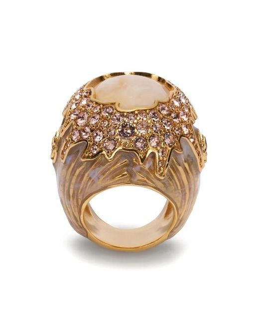 Roberto Cavalli Metallic Crystal-Embellished Ring
