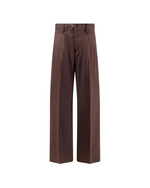 Laneus Brown Buttoned Trousers for men