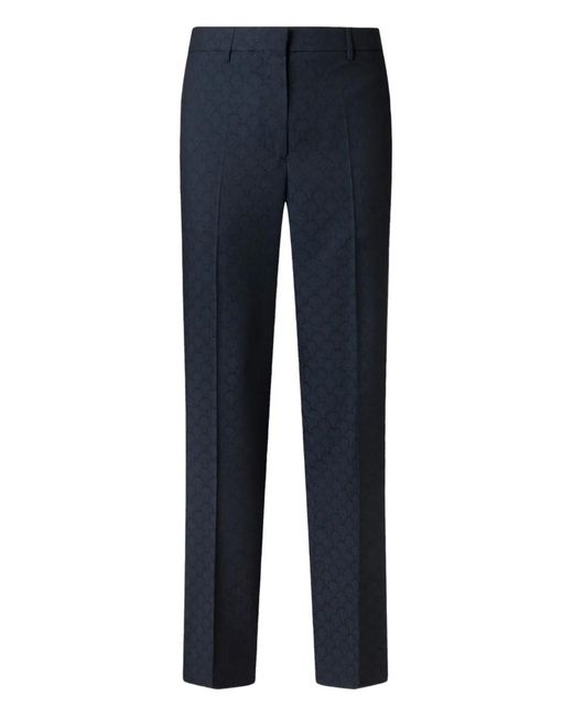Etro Blue Jacquard Palm-Motif Trousers for men