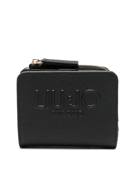 Liu Jo Black Logo-Embossed Zip-Around Wallet
