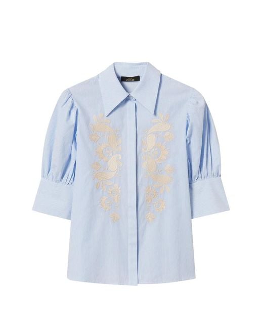 Twinset Blue Pinstripe Embroidered Shirt