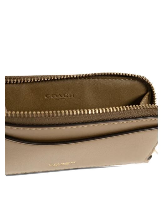 COACH Brown Zipped Leather Cardholder