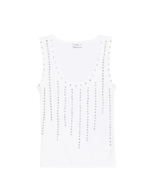 Marella White Scoop-Neck Embellished Top