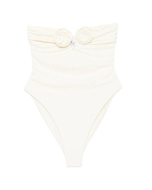 LaRevêche White Maillot De Bain Alya À Fleurs Appliquées