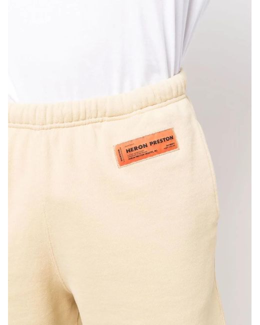 Heron Preston Natural Logo-Embellished Track Shorts for men