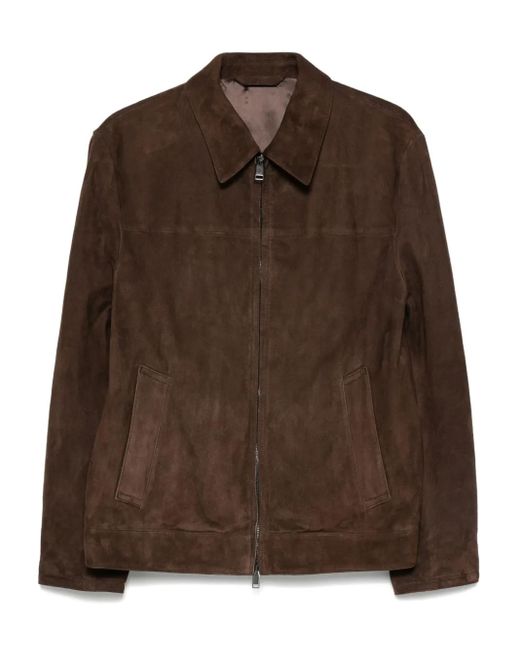 Veste Zippée En Daim Brioni pour homme en coloris Brown