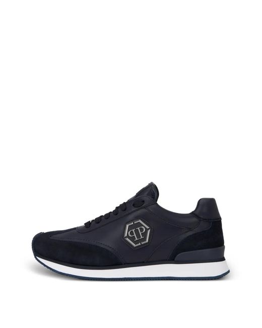 Philipp Plein Blue Runner Hexagon Patch Sneakers