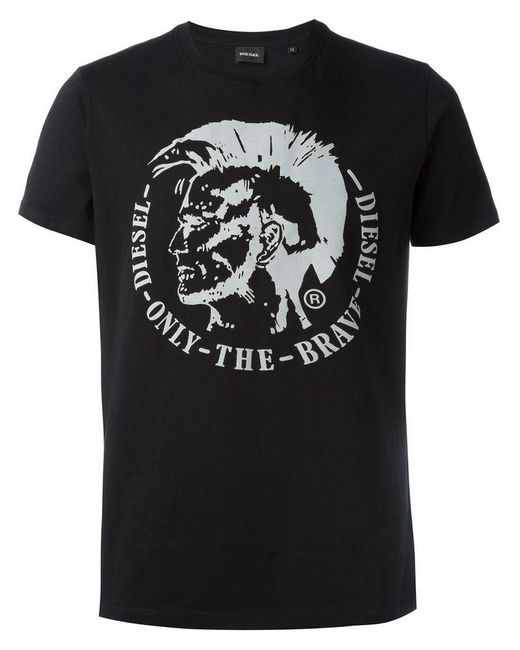 DIESEL Black Only The Brave Embossed T-shirt for men