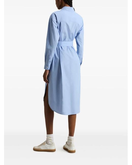 Woolrich Blue Belted Shirt Dress