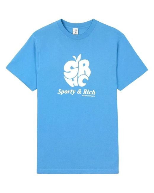 Sporty & Rich Blue Apple Cotton T-Shirt