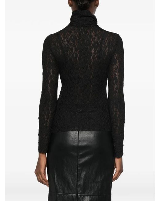 Dixie Black Lace Roll-Neck Top