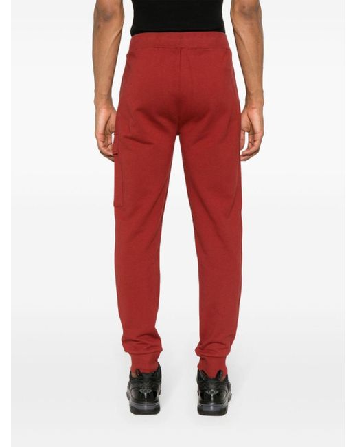 C P Company Red Lens-detailed Cotton Track Pants for men