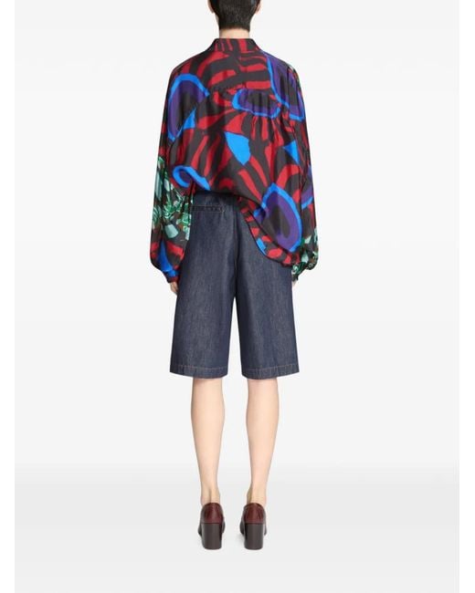 Dries Van Noten Red Viscose Cocoon Shirt