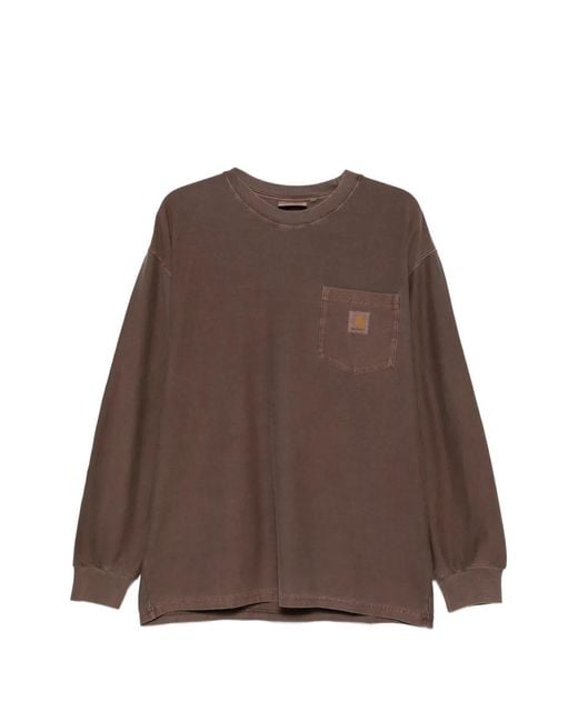 Carhartt Brown Logo-Patch Pocket T-Shirt for men