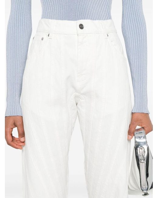 Mugler White Spiral Baggy-Jeans