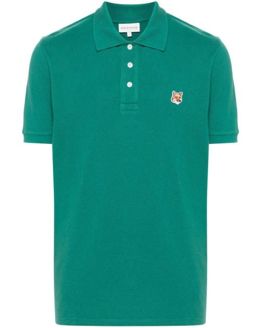 Maison Kitsuné Green Fox Head Cotton Polo Shirt for men