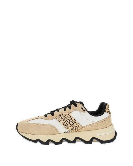 Sorel White Kinetic Ember Animal-Print Sneakers
