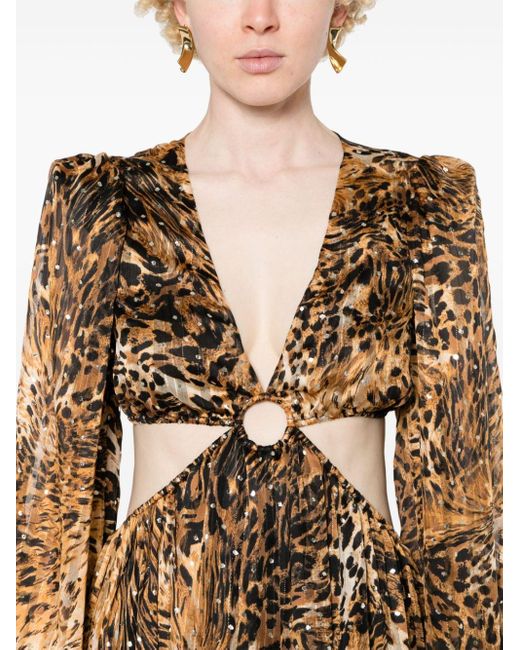 Nissa Metallic Tiger-print Maxi Dress
