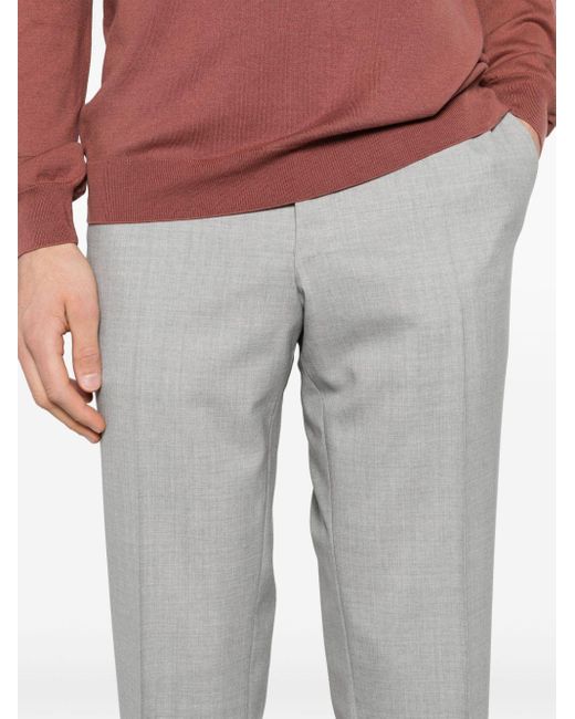 Canali Gray Tapered-leg Wool Tailored Trousers for men
