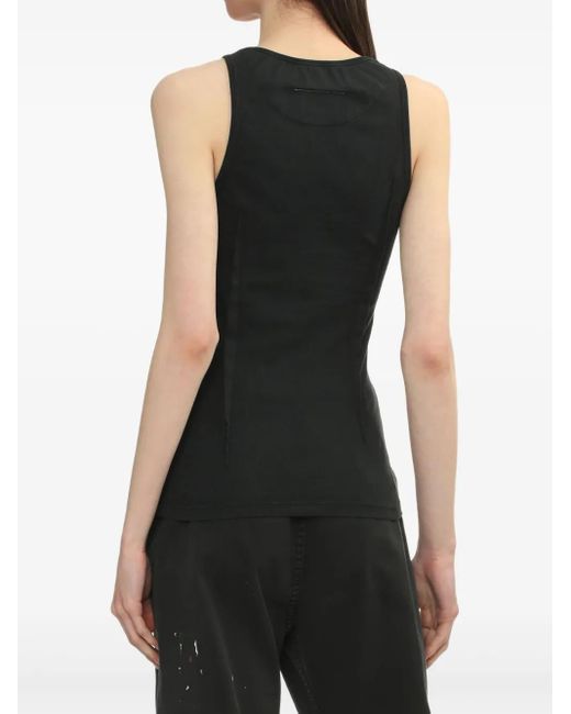 MM6 by Maison Martin Margiela Black Asymmetrical-Panel Tank Top