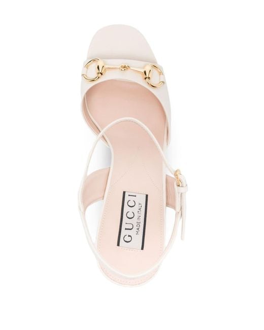 Gucci White Horsebit 100mm Leather Sandals